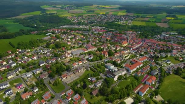 Luchtfoto Van Een Oude Binnenstad Duitsland Beieren Een Zonnige Lentedag — Stockvideo