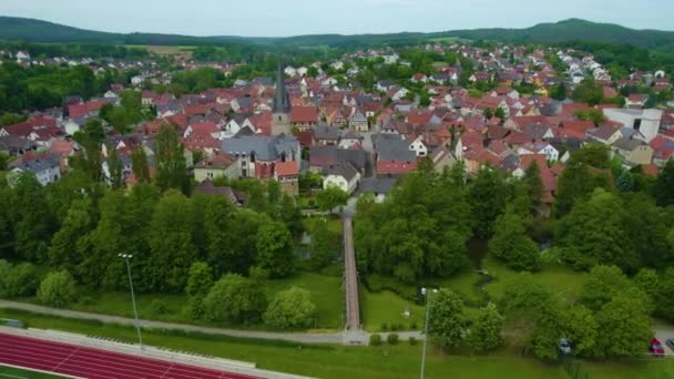 Aerial View Old Town City Center Germany Bavaria Sunny Spring — Stock Video