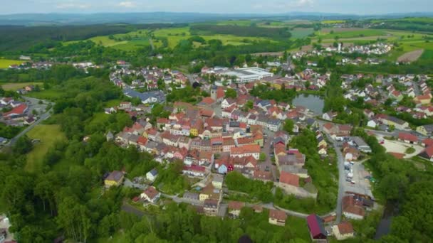 Aerial View Old Town City Center Germany Bavaria Sunny Spring — 图库视频影像