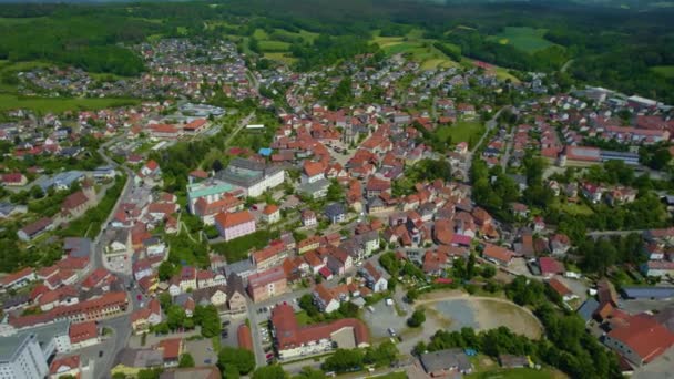Aerial View Old Town City Center Germany Bavaria Sunny Spring — 图库视频影像