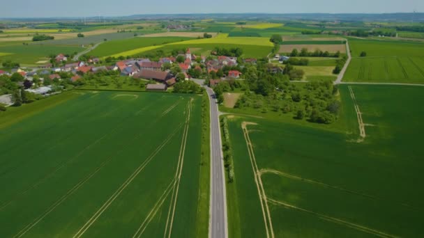 Aerial View Old Town Center Germany Bavaria Sunny Spring Day — 图库视频影像