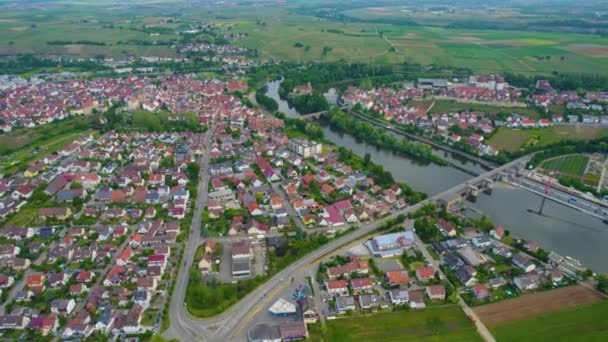 Flygfoto Över Gammal Stadskärna Tyskland Bayern Solig Vårdag — Stockvideo