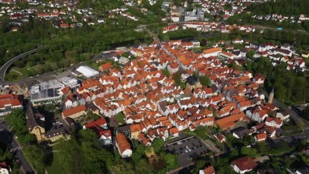 Aerial View Old Town Center Germany Sunny Spring Day — Stock Video