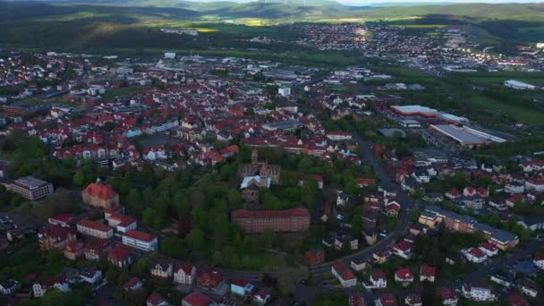 Aerial View Old Town Center Germany Sunny Spring Day — 图库视频影像