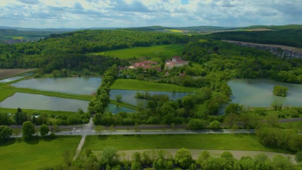 Flygfoto Över Gammal Stadskärna Tysk Stad Solig Vårdag — Stockvideo