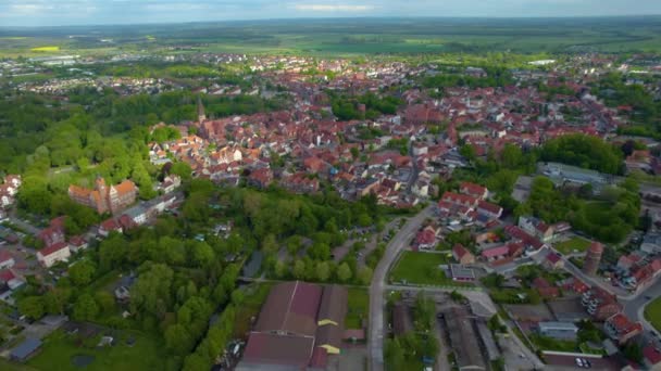 Légi Kilátás Egy Régi Város Központja Németországban Bajorország Egy Napos — Stock videók