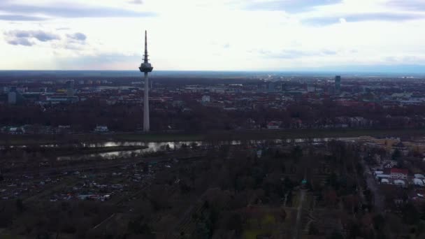 Vista Aérea Centro Cidade Velha Sul Alemanha Dia Ensolarado Primavera — Vídeo de Stock