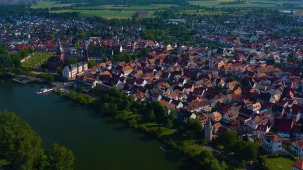 Flygfoto Över Gammal Stadskärna Södra Tyskland Solig Vårdag — Stockvideo