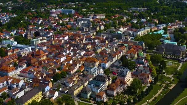 Вид Воздуха Старый Центр Города Юге Германии Солнечный Весенний День — стоковое видео