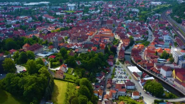 Veduta Aerea Centro Storico Germania Baviera Una Soleggiata Giornata Primaverile — Video Stock