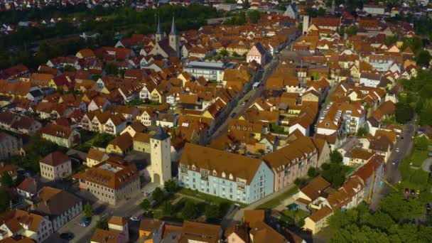 Luchtfoto Van Een Oude Binnenstad Duitsland Beieren Een Zonnige Lentedag — Stockvideo