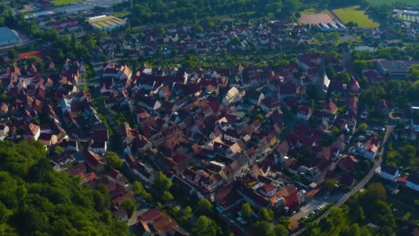 Aerial View Old Town Center Germany Bavaria Sunny Spring Day — 图库视频影像