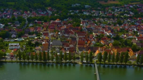 Flybilde Gammelt Sentrum Tyskland Bayern Solrik Vårdag – stockvideo