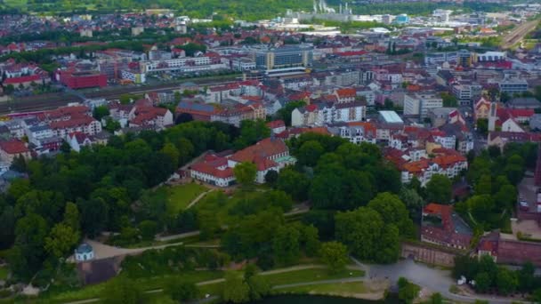 Aerial View Old Town City Center Germany Bavaria Sunny Day — 图库视频影像