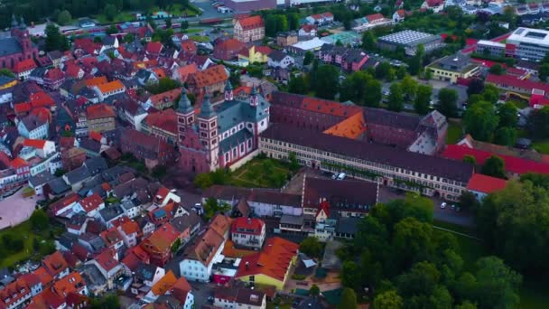  Aerial view of an old town city center in Germany, Bavaria on a sunny day in spring day