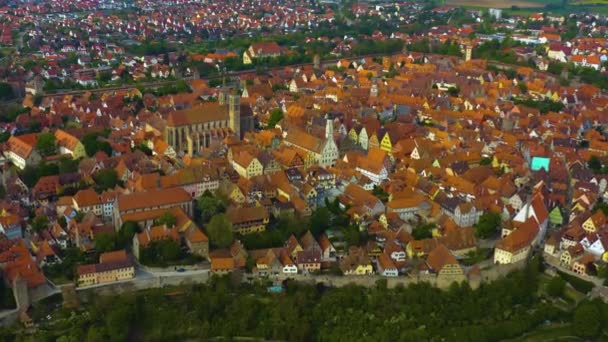 Letecký Pohled Město Rothenburg Der Tauber Německu Bavorsko Slunečného Jarního — Stock video
