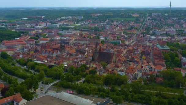 Luftaufnahme Einer Altstadt Deutschland Bayern Einem Sonnigen Frühlingstag — Stockvideo