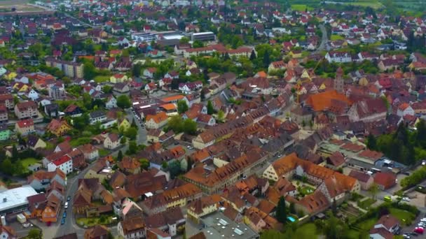 Aerial View Old Town City Center Germany Bavaria Sunny Day — Stock Video