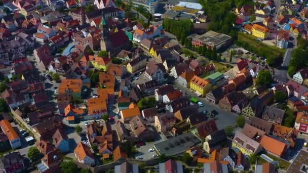 Almanya Daki Eski Bir Şehir Merkezinin Havadan Görünüşü Bahar Günü — Stok video