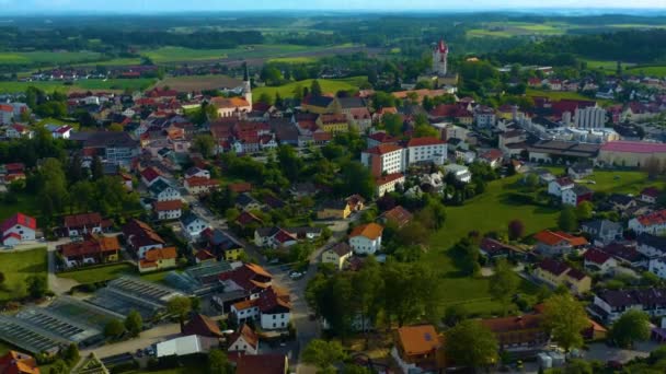 Aerial View City Haag Oberbayern Germany Bavaria Sunny Spring Day — Stock Video