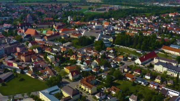 Pemandangan Udara Kota Altoetting Jerman Bavaria Pada Hari Musim Semi — Stok Video