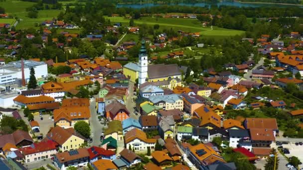 Köyü Çevreleyen Hava Manzarası Güneşli Bir Bahar Gününde Almanya Bavyera — Stok video