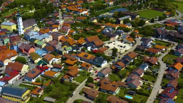 Luchtfoto Rond Het Dorp Waging See Duitsland Beieren Een Zonnige — Stockvideo