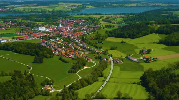 Vue Aérienne Autour Village Waging See Allemagne Bavière Jour Printemps — Video