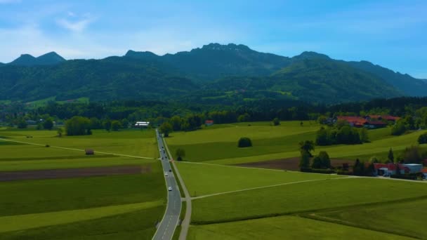 Vista Aérea Redor Aldeia Weisham Bernau Chiemsee Alemanha Baviera Dia — Vídeo de Stock