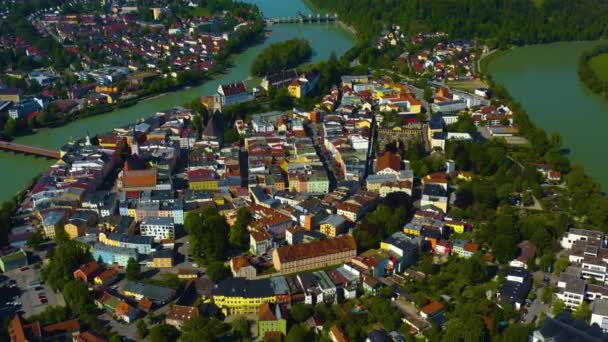 Vista Aerea Della Città Wasserburg Inn Germania Baviera Una Giornata — Video Stock