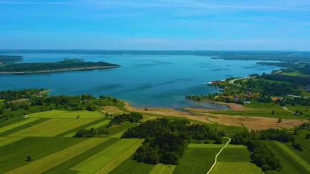 Widok Powietrza Wokół Wsi Weisham Bernau Chiemsee Niemczech Bawaria Słoneczny — Wideo stockowe