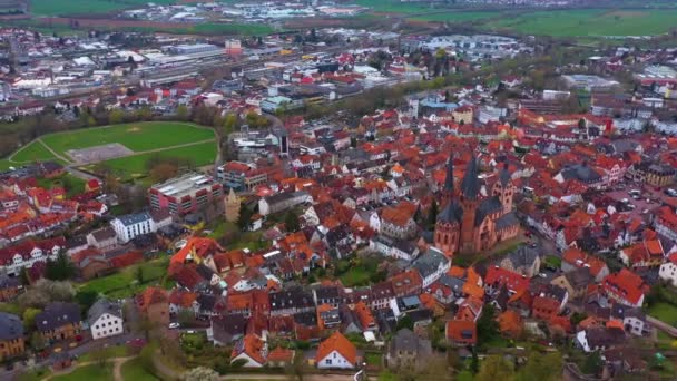 Aerial View Old Town City Center Germany Sunny Day — 图库视频影像