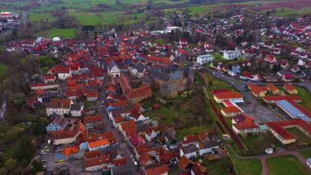 Güneşli Bir Günde Almanya Daki Eski Bir Şehir Merkezinin Havadan — Stok video