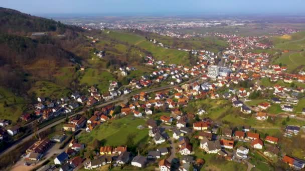 Aerial View Old Town City Center Germany Sunny Day — Stockvideo