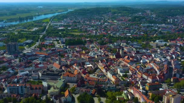 Luchtfoto Van Het Oude Centrum Van Duitsland Beieren Een Zonnige — Stockvideo