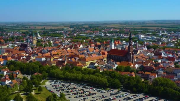 Widok Lotu Ptaka Stare Miasto Niemczech Bawaria Słoneczny Wiosenny Dzień — Wideo stockowe