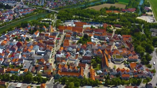 Aerial view of old town center in Germany, Bavaria on a sunny spring day .