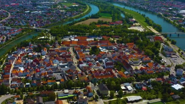 Widok Lotu Ptaka Stare Miasto Niemczech Bawaria Słoneczny Wiosenny Dzień — Wideo stockowe
