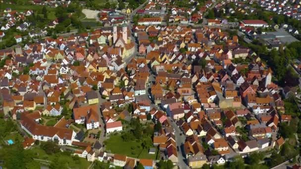 Almanya Daki Eski Şehir Merkezinin Havadan Görünüşü Güneşli Bir Bahar — Stok video