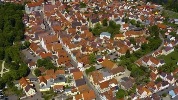 Aerial View Old Town Center Germany Bavaria Sunny Spring Day — 图库视频影像