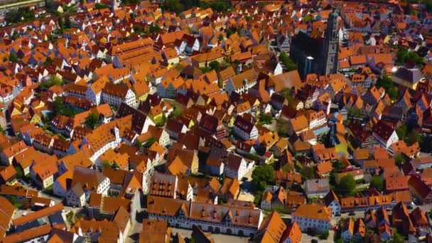 Vista Aérea Cidade Nrdlingen Alemanha Baviera Dia Ensolarado Primavera Durante — Vídeo de Stock