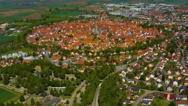 Vue Aérienne Ville Nrdlingen Allemagne Bavière Par Une Journée Ensoleillée — Video