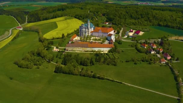 Vue Aérienne Monastère Ville Neresheim Allemagne Bavière Par Une Journée — Video