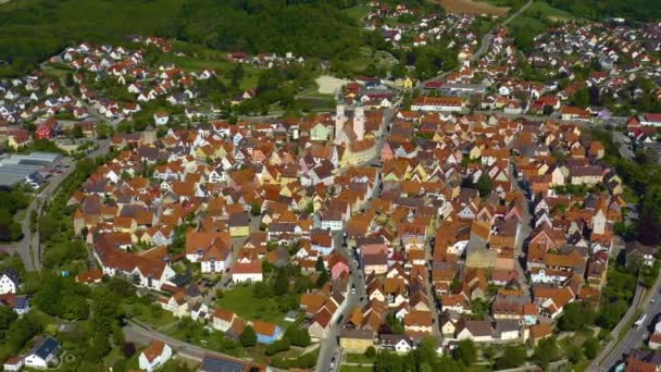 Вид Воздуха Старый Центр Города Германии Бавария Солнечный Весенний День — стоковое видео