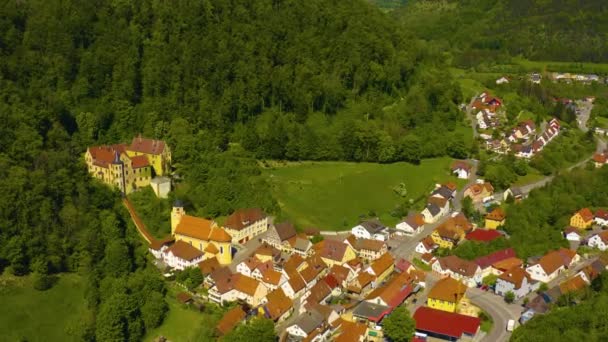 Aerial View Old Town Center Germany Bavaria Sunny Spring Day — Stock Video