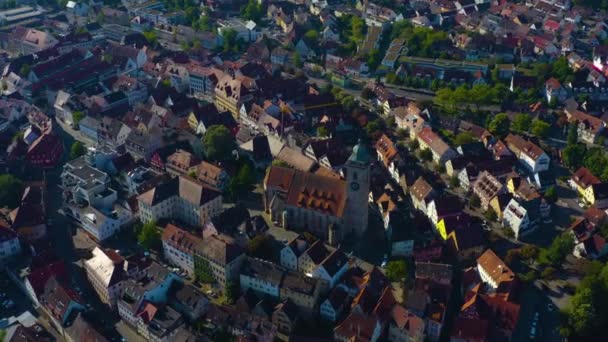 Aerial View Old Town Center Germany Bavaria Sunny Spring Day — Stockvideo