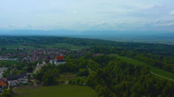 Вид Воздуха Старый Центр Города Германии Бавария Солнечный Весенний День — стоковое видео