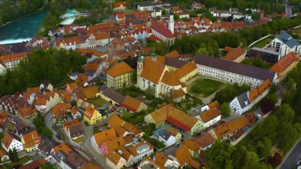 Aerial View Old Town Center Germany Bavaria Sunny Spring Day — Video Stock
