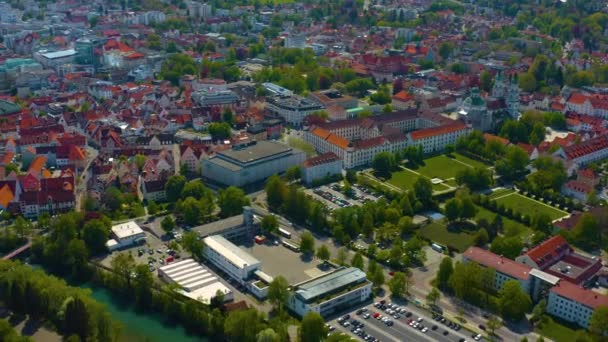 Aerial View Old Town Center Germany Bavaria Sunny Spring Day — Stock Video