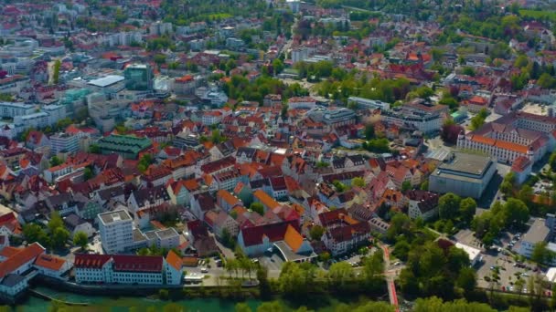 Aerial View Old Town Center Germany Bavaria Sunny Spring Day — Video Stock